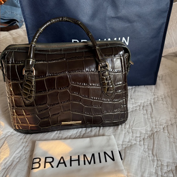 🔥Brahmin Micaela🔥Matcha Green Baize Crocodile Embossed Satchel 🔥 - Picture 3 of 9